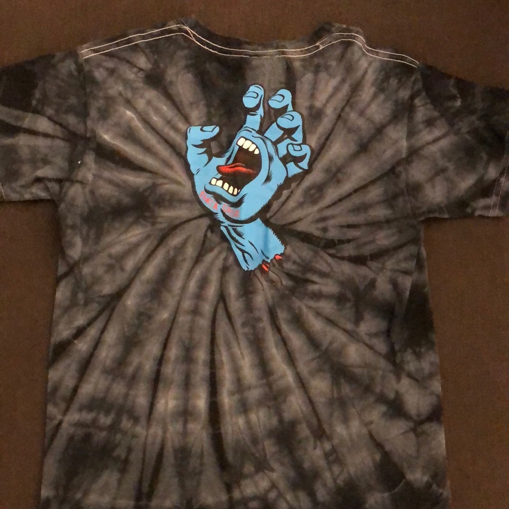 Boys small Santa Cruz skater T-shirt. Grey tie dye